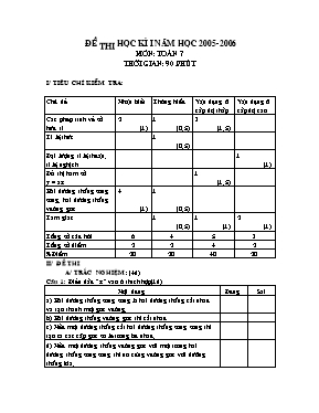 Đề thi học kì I năm học 2005-2006 môn Toán 7